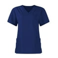 thumbnail image 3 of TQWQT Scrubs for Women Set Plus Size Scrubs Sets Stretchy V-Neck Cargo Scrub Pants and Tops Nursing Uniforms Medical Scrubs with Pockets Dark Blue S, 3 of 6