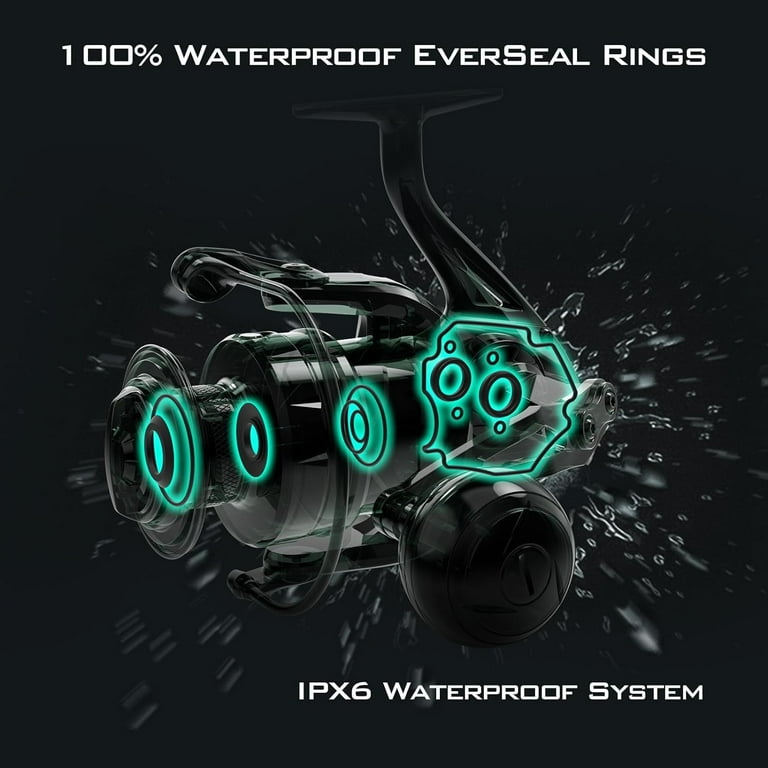 KastKing Kapstan Elite HS Saltwater Spinning Reel - IPX6 100% Waterproof –  Up to 55LBs Max Drag Big Game Fishing Reel - 6.2:1 High Speed - CNC