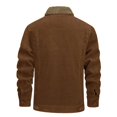 thumbnail image 2 of SWSMCLT Men's Long Sleeve Top Sherpa Fleece Lined Jacket Snow Cozy Thick Casual Jackets Corduroy Fashion Fall Winter Snap On Brown Medium, 2 of 3