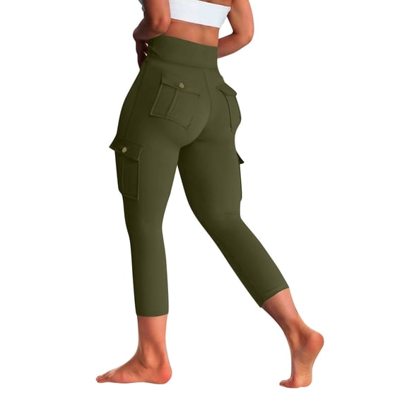 Butt Lifting Capris Leggings for Women Tummy Pants with Pockets Cargo Leggings Ladies Capris Summer Cargo Cropped Yoga Pants Plus Size Yoga Pants for Women L