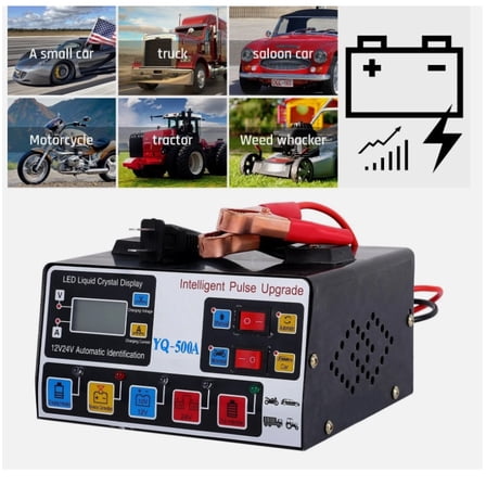 500A Heavy Duty 12V/24V Smart Automatic Car Battery Charger Pulse Repair Trickle