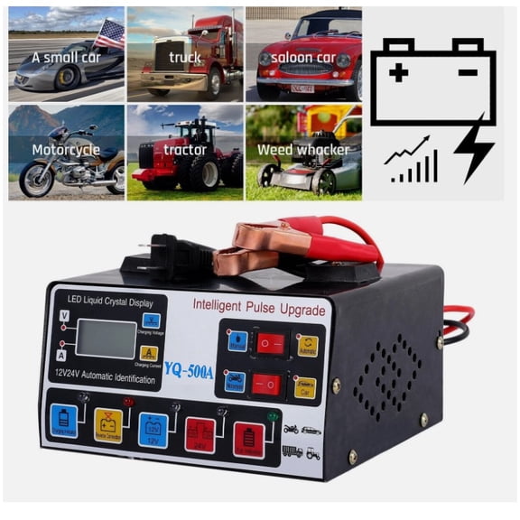 500A Heavy Duty 12V/24V Smart Automatic Car Battery Charger Pulse Repair Trickle