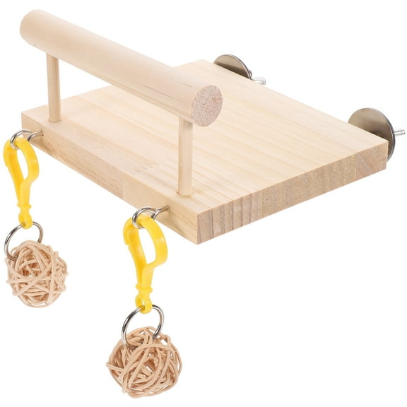 LOLIPPYY 1Set Beige Wood Bird Perch Stand Parrot Cage Platform for Exercise Encouragement 5.5x4.7x5.9in
