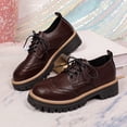 thumbnail image 5 of Women’s Platform Shoes, Leather Lace‑Up Chunky Lug Sole Loafers, Round‑Toe Casual Dress Shoes, 5 of 7