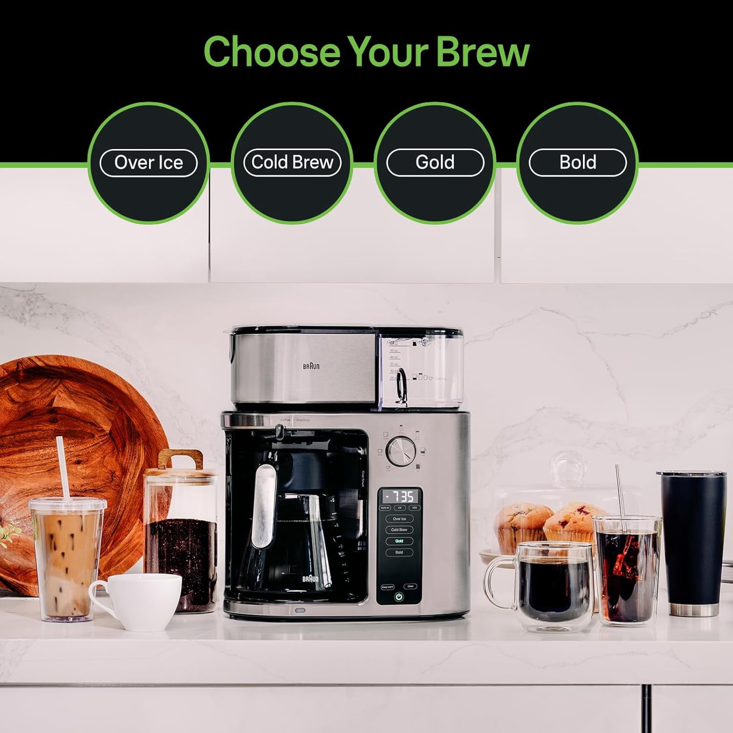 MultiServe Plus 10- Cup Pod Free Drip Coffee Maker, 7 Brew Sizes/Hot & Cold  Brew, Stainless steel - Walmart.com