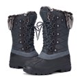 thumbnail image 3 of Pennysue Women's Mid-Calf Snow Boots Grey Grid Warm Faux Fur Lined Winter Boots Insulated 9M, 3 of 7