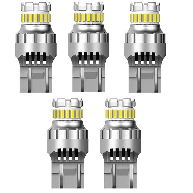 5X Coche T20 7440 W21W LED Canbus Luces de Marcha AtráS W21/5W 7443 Bombilla LED Luces de SeñAl de de Freno 6500K LáMpara Trasera Superbrillante