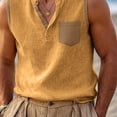 thumbnail image 5 of Lmueinov Mens Linen Henley Tank Top, Sleeveless Summer Beach Shirts Cotton Linen Vest, Lightweight Relaxed Fit, S-2XL, 5 of 6