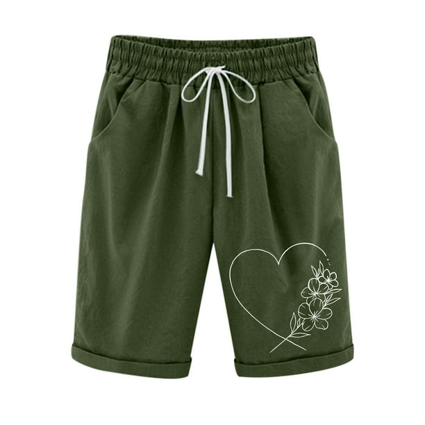 Pantalones Cortos Casuales Impresos de la Cintura Elástica con Bolsillos, Pantalones Casuales para Todo el Uso Diario de la Temporada