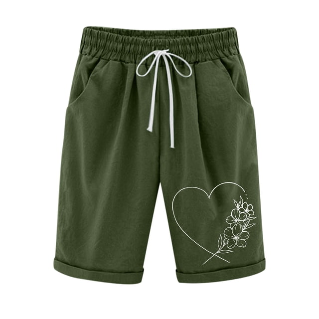 Pantalones Cortos Casuales Impresos de la Cintura Elástica con Bolsillos, Pantalones Casuales para Todo el Uso Diario de la Temporada