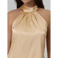 thumbnail image 4 of Unique Bargains Women's Sleeveless Top Halter Neck Tie Back Satin Blouse S Beige, 4 of 6