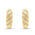 thumbnail image 2 of Round Cut White Cubic Zirconia Croissant Dome Hoop Earrings Jewelry For Women In 14k Yellow Gold Plated 925 Sterling Silver With Push Back, 2 of 7