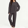 thumbnail image 2 of lcziwo Women's Fleece Pajama Sets Winter Warm Fuzzy Ribbed Sleepwear Comfy Soft Fluffy Pjs 2 Piece Loungewear Plush OutfitsDark Gray,Free Size, 2 of 10