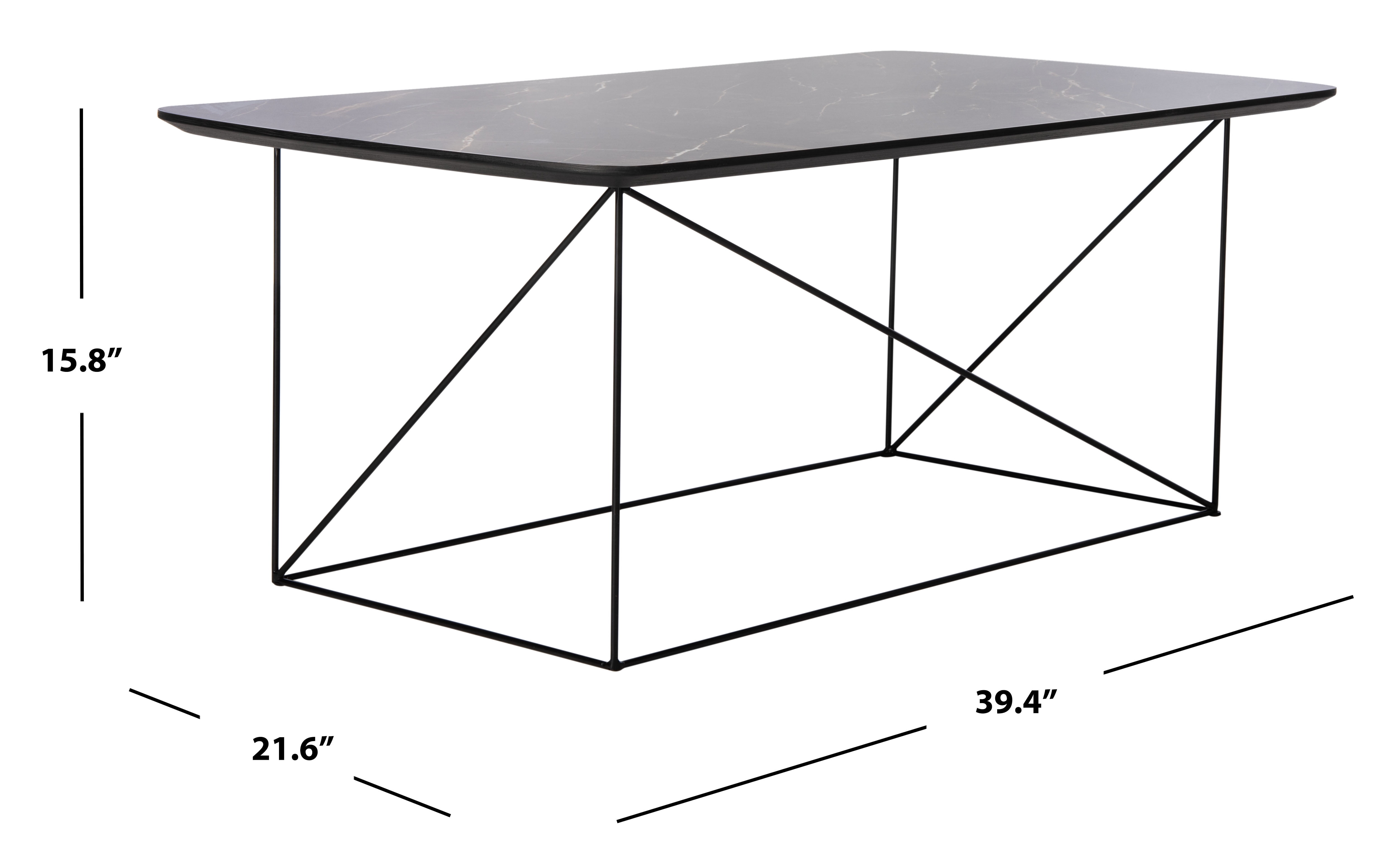 SAFAVIEH Rylee Modern Rectangle Coffee Table, Dark Grey/Black