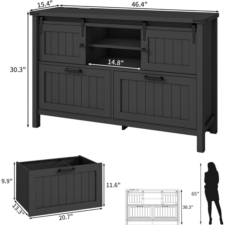 FIAKOA Farmhouse 2-Drawer Lateral File Cabinet with Charging photo 6