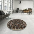 thumbnail image 3 of Ahgly Company Indoor Round Abstract Bakers Brown Abstract Area Rugs, 3' Round, 3 of 6