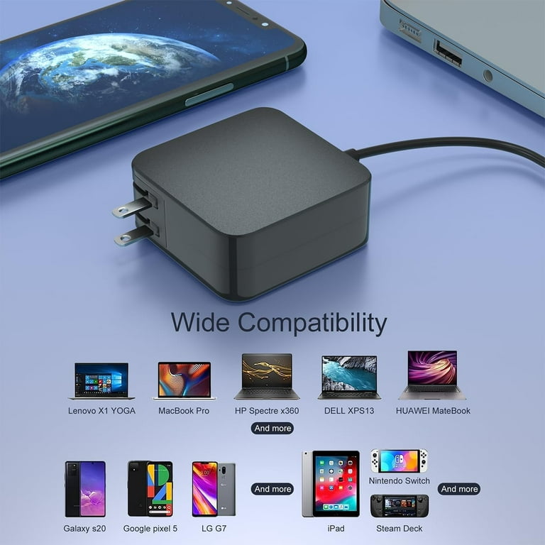 20V 65W Type-C Laptop AC Adapter Charger for Lenovo T570