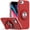 Red, variant on For iPhone SE 3 (2022) SE/8/7 Metal CD Pattern Matte Finished Hybrid with Rotational Ring [Car Mount Friendly] Case - Black