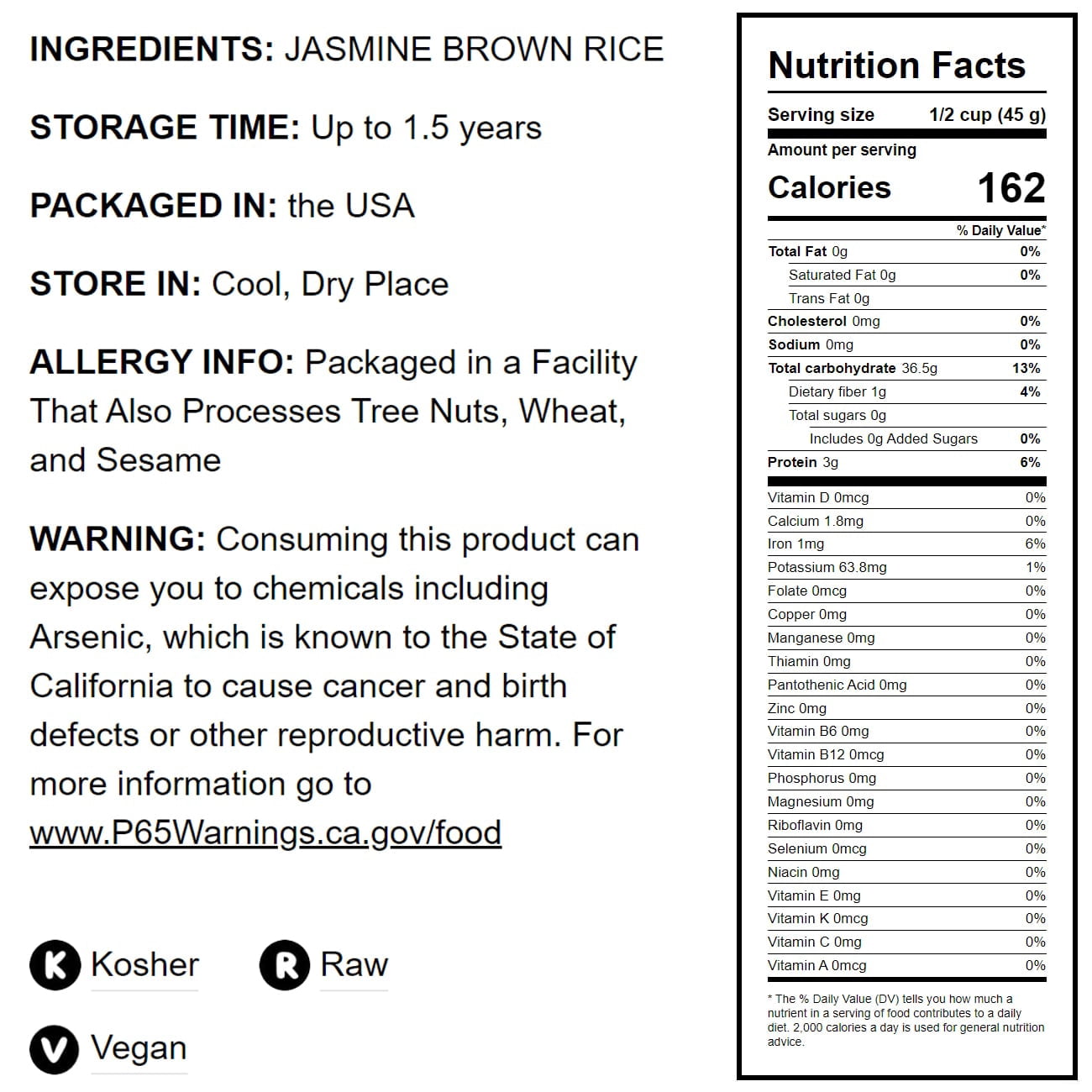 Jasmine Brown Rice, 5 Pounds — Kosher, Raw, Vegan — by Food to Live