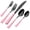Blac and Pink, variant on 20-Pieces Green and Black Silverware Sets for 4,Green Handle Stainless Steel Cutlery Set, Include Forks Spoons and Knives Set, Dishwasher Safe Utensil Sets for Home Restaurant