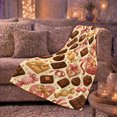 thumbnail image 6 of Assorted Chocolate Box Pattern, Festive Holiday Scene, Warm Flannel Blanket for Living Room and Reading Nook with Detailed Artwork, Art Lovers Friendship Gift, Festive Home Decor, 6 of 9