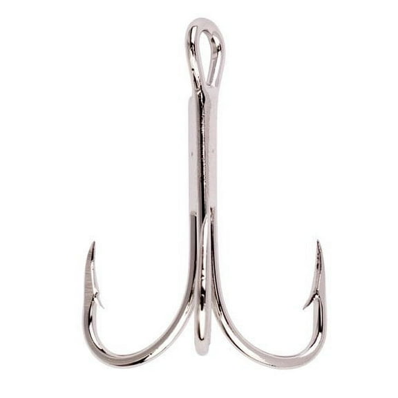 Eagle Claw Lazer 2x Treble Regular Shank Curved Point Hook (Pack of 5), Nickel, Size 6