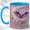 Blue, variant on Crescent Bat Coffee Mug, Floral Moon Mug, Ceramic 11 oz