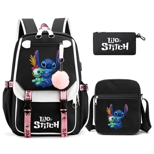 Anime Cartoon Backpack, Suitable For Boys And Girls, With USB Port, Role Playing School Bag, Three Piece Set-siniker
