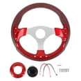 thumbnail image 2 of 13in Racing Style Steering Wheel, PU Leather 6 Hole Racing Steering Wheel for Car, with Aluminum Frame, Installation Screws & Wrench, 2 of 7