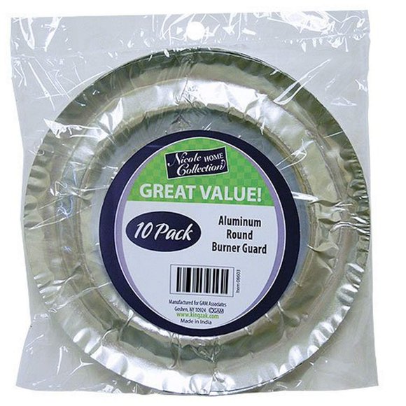 Gas Stove Disposable Burner Liner Aluminum Foil Burner Cover Range Guard 8.375 Inches Pack Of 10 (Round)