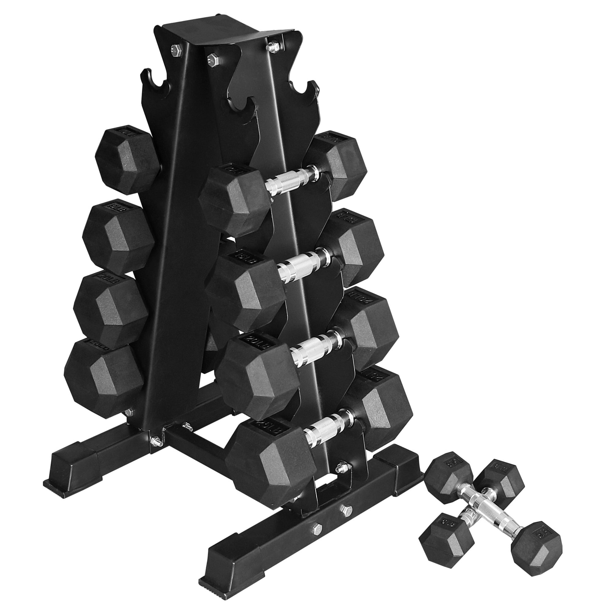 BalanceFrom 150 LB Dumbbell Set with A-Frame Rack, Pair of 5, 10, 15, 20, 25 LB