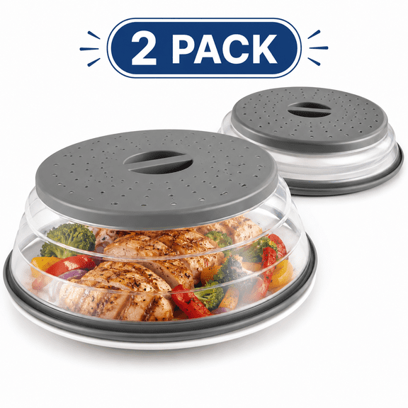 Himonut Silicone Microwave Splatter Cover for Food -2 pack 10.6'' Dishwasher Safe -Collapsible & Vented Microwave Lid Space Sving Design  BPA Free