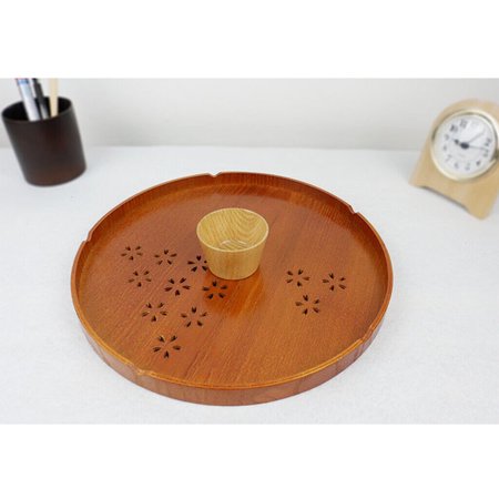 

Tawny 30Cm Vintage Round Wooden Plate Breakfast Food Snack Serving Tray Dish