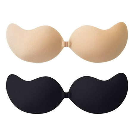 

2pairs Women One-Piece Push Up Invisible Bra Strapless Backless Nipple Cover
