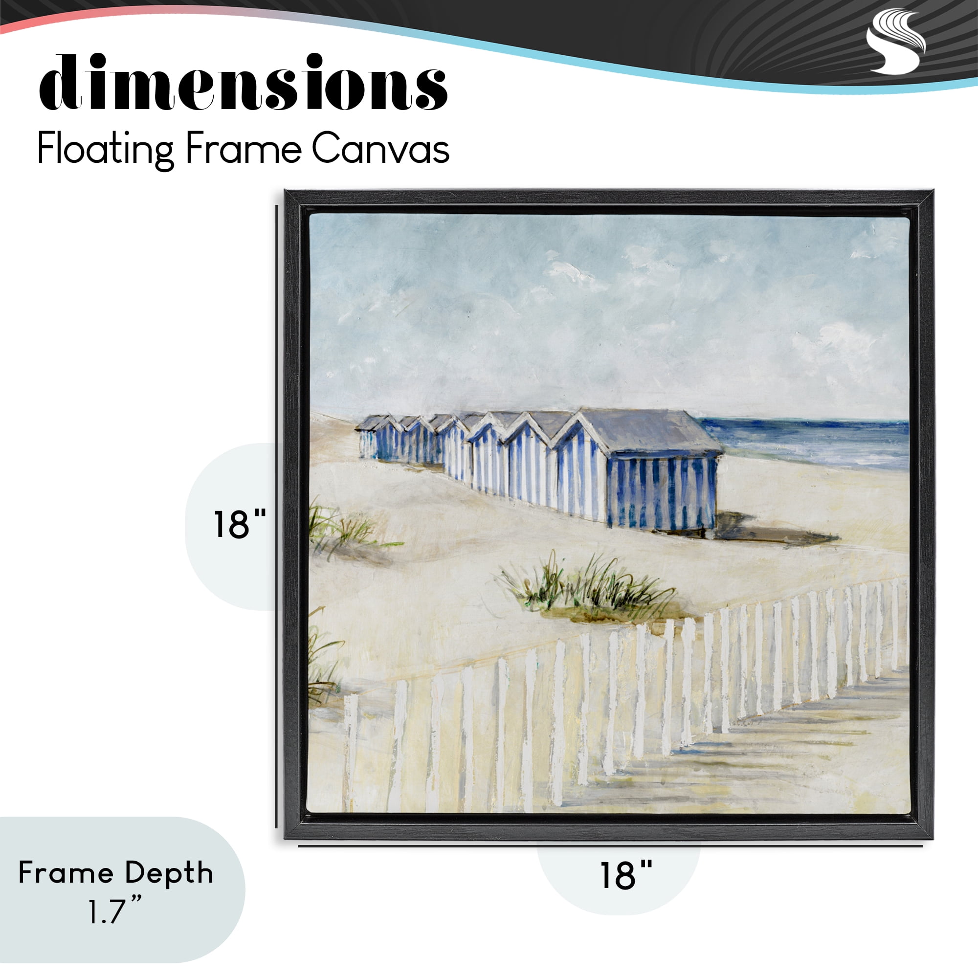 Stupell Industries Vintage Coastline Nautical Shacks Black Framed Floater Canvas Wall Art, design by Lorenzo Collective