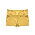 thumbnail image 5 of MSemis Kids Girls Metallic Shiny Stretch High Waisted Athletic Booty Dance Shorts Gold 12, 5 of 6