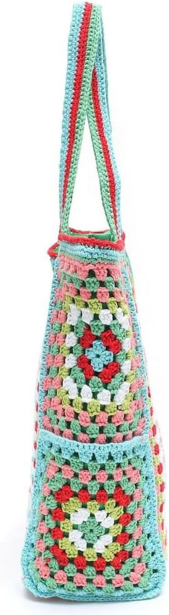 Knitted Shouder Bags for Women Crochet Handbag Colorful Summer Totes Oversized Hobo Bag Woven Top Handle Purse