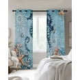 thumbnail image 2 of Blackout Curtains for Bedroom, Blue Coastal Seahorse Room Darkening Window Drapes for Living Room, Summer Beach Starfish Botanical Thermal Insulated Grommet Curtains, 52x45 inch, 2 Panels, 2 of 9