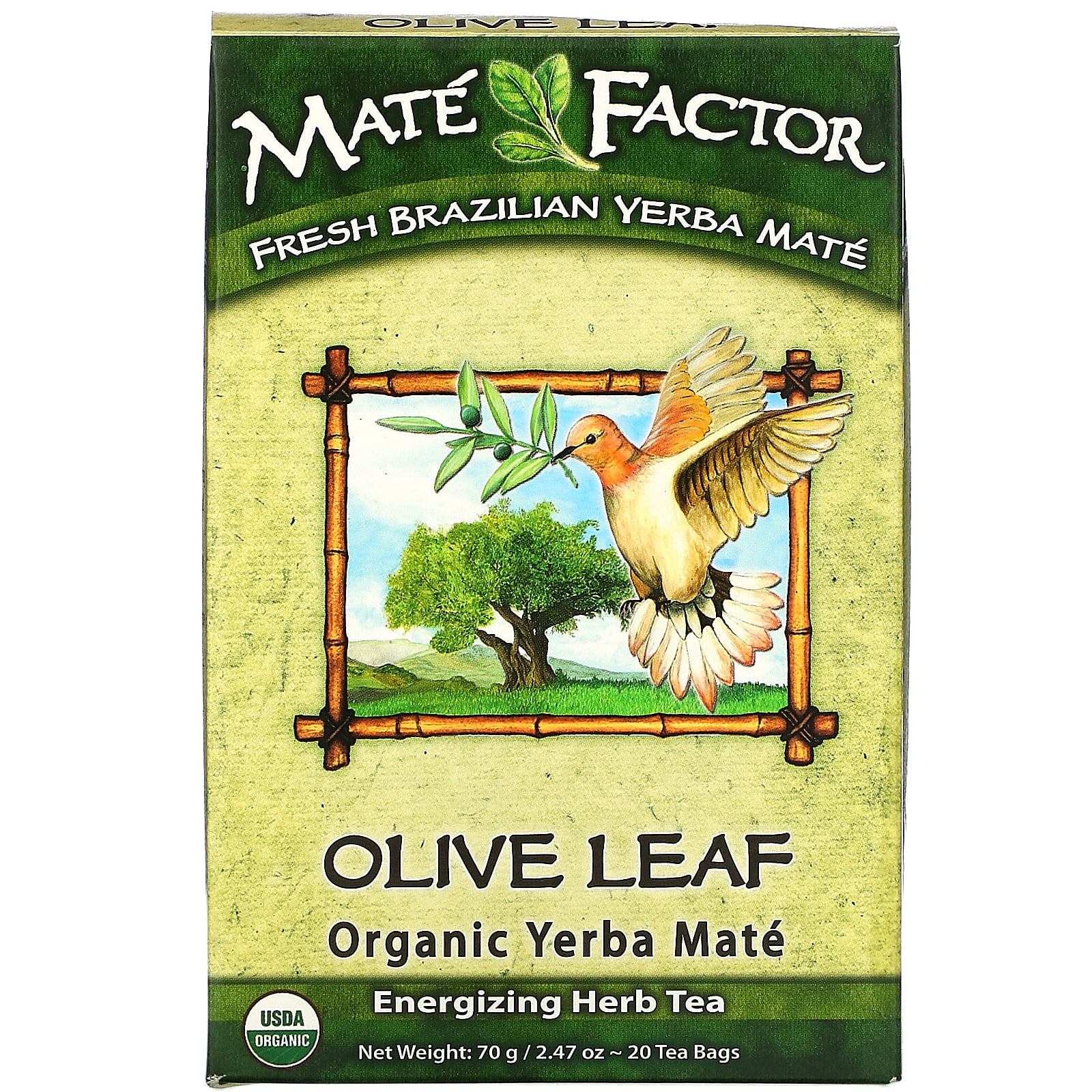 Mate Factor Olive Leaf Organic Yerba Mate, 20 Tea Bags, 2.47 oz (70 g ...