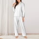 thumbnail image 2 of Fotbe White Conjunto de Pijama de Manga Larga para Mujer con Estampado, Ropa de Dormir de 2 Piezas, Conjunto de Casa Suave y Cómodo con Bolsillos-Large, 2 of 7