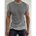 thumbnail image 5 of Men'S Crochet Knit Sleeveless Mesh Tank Top Gray M, 5 of 7