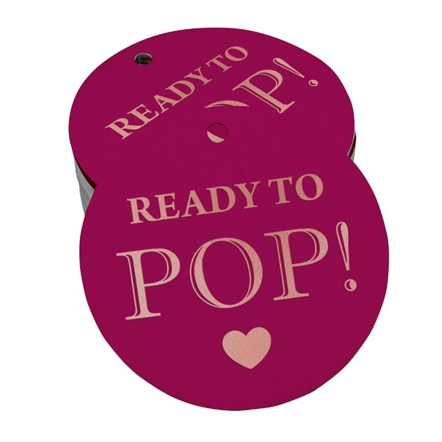Inkdotpot Real Rose Gold Foil Ready To Pop Baby Shower Tags Favor Hang Paper Tags 50 Pieces