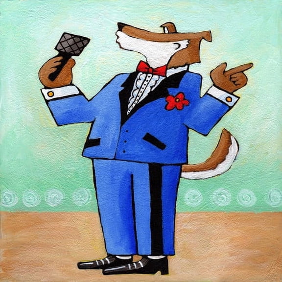 Marmont Hill "Give a Dog a Microphone" by Janet Nelson Painting Print on Wrapped Canvas