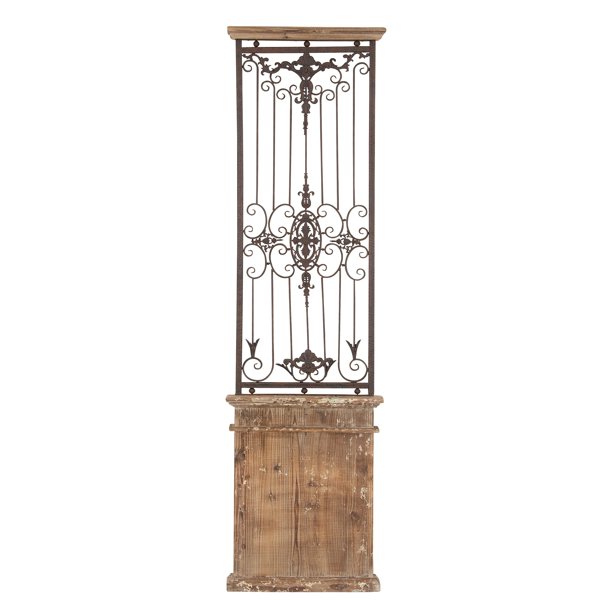 Decmode Large Antique Style Natural Wood & Metal Gate Wall Decor