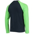 thumbnail image 3 of Men's New Era College Navy/Neon Green Seattle Seahawks League Raglan Long Sleeve T-Shirt, 3 of 3