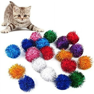 YYCRAFT 200pcs Glitter Tinsel Pom Poms Sparkle Balls for DIY Craft/Party  Decoration/Cat Toys(20mm,White/Silver)