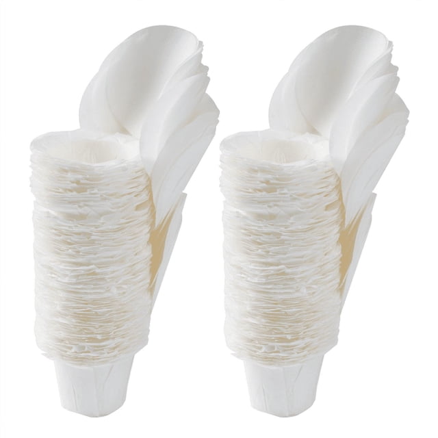 150PCS Coffee Filter Paper Cup made from food-grade paper, designed for K cup coffee machines. The white filters improve coffee taste, reduce sludge, and minimize waste. Includes 150 disposable filters with covers, suitable for medium ground coffee. Ideal for coffee maker accessories, eco-friendly and unbleached material.