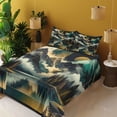 thumbnail image 2 of Ambesonne Lake Fitted & Top Sheet Set with Shams, Clouds Mountains Geometric Art, Teal Earth Yellow Grey, 2 of 5