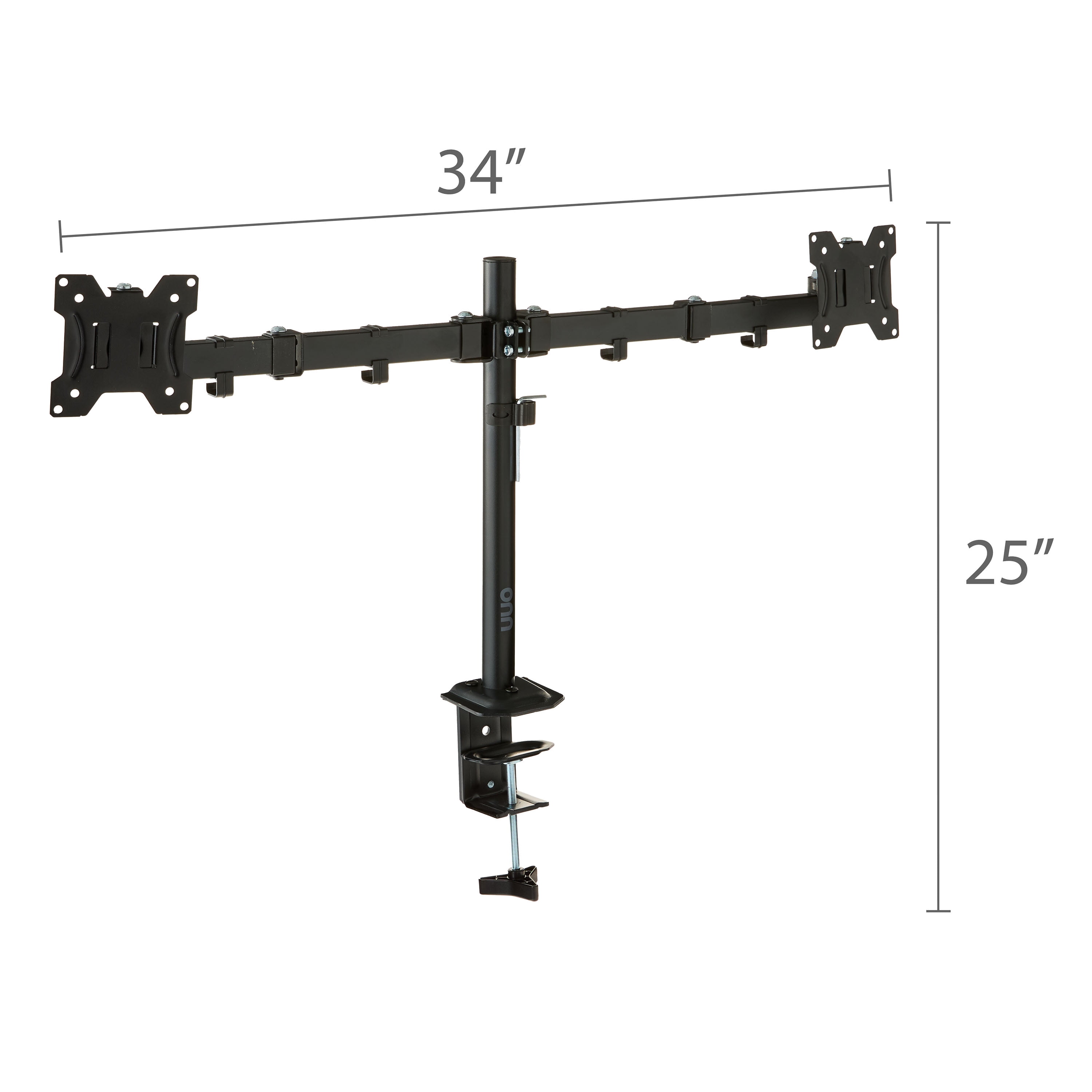 onn Full Motion Dual Monitor Desk Mount, Fits 2 Screens up to 32 Inches - Rotate, Tilt & Swivel, VESA