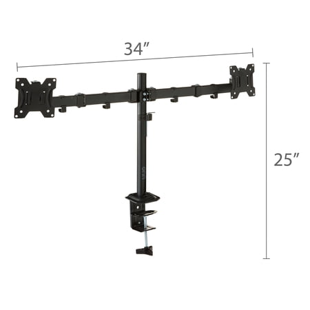 ONN FULL MOTION DUAL MONITOR DESK MOUNT, FITS 2 SCREENS UP TO 32 INCHES – ROTATE, TILT & SWIVEL, VESA